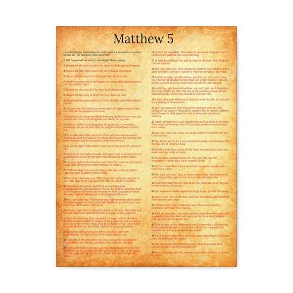 Scripture Sign Matthew 5 Sermon on the Mount Gold Christian Wall Art Print Read